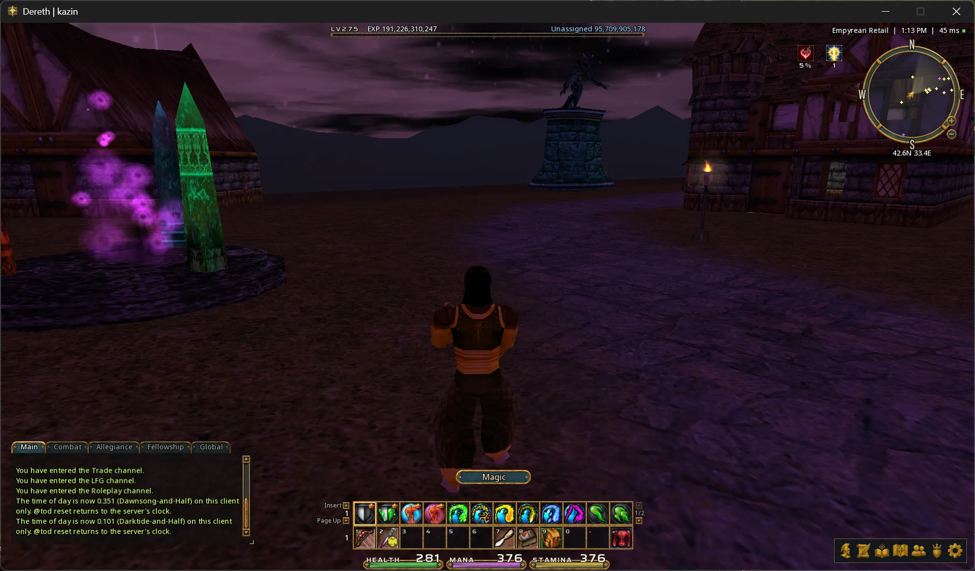 Holtburg at night by a portal and a lamp, High Fidelity off